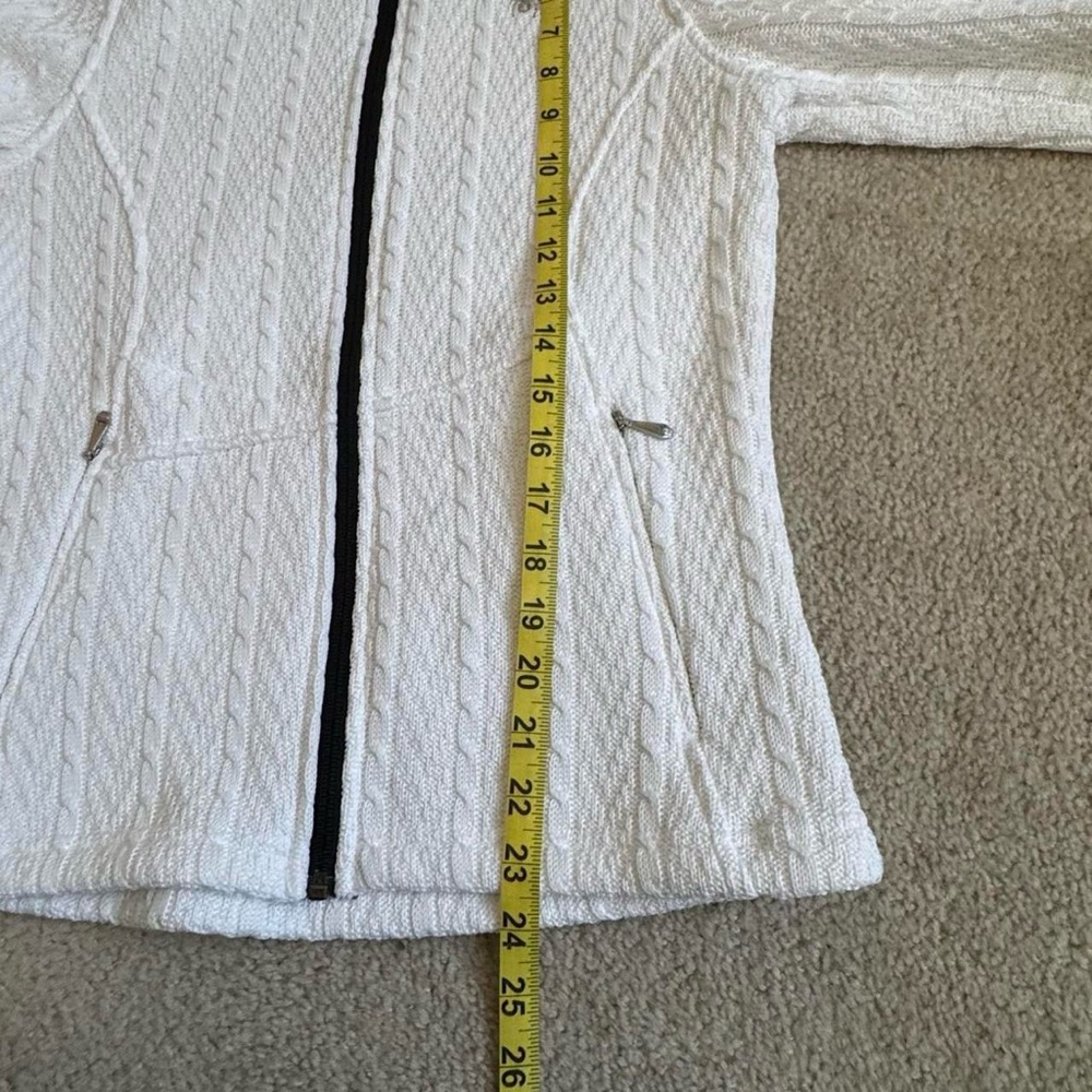 Spyder Womens Core Cable Knit Sweater Jacket Full Zip Pockets White Medium - Picture 7 of 8